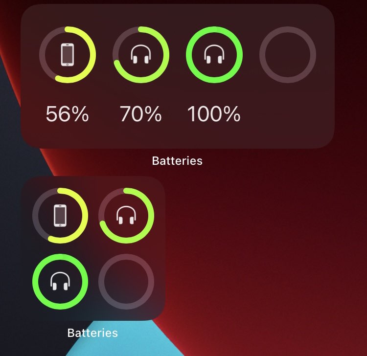 An image of the widget battery at different levels.